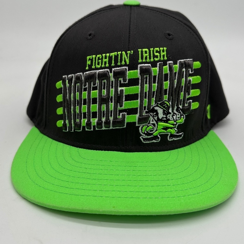 Norte‎ Dame Fighting Irish Mens Hat OSFA Green Black Colorblock Football Cap 47